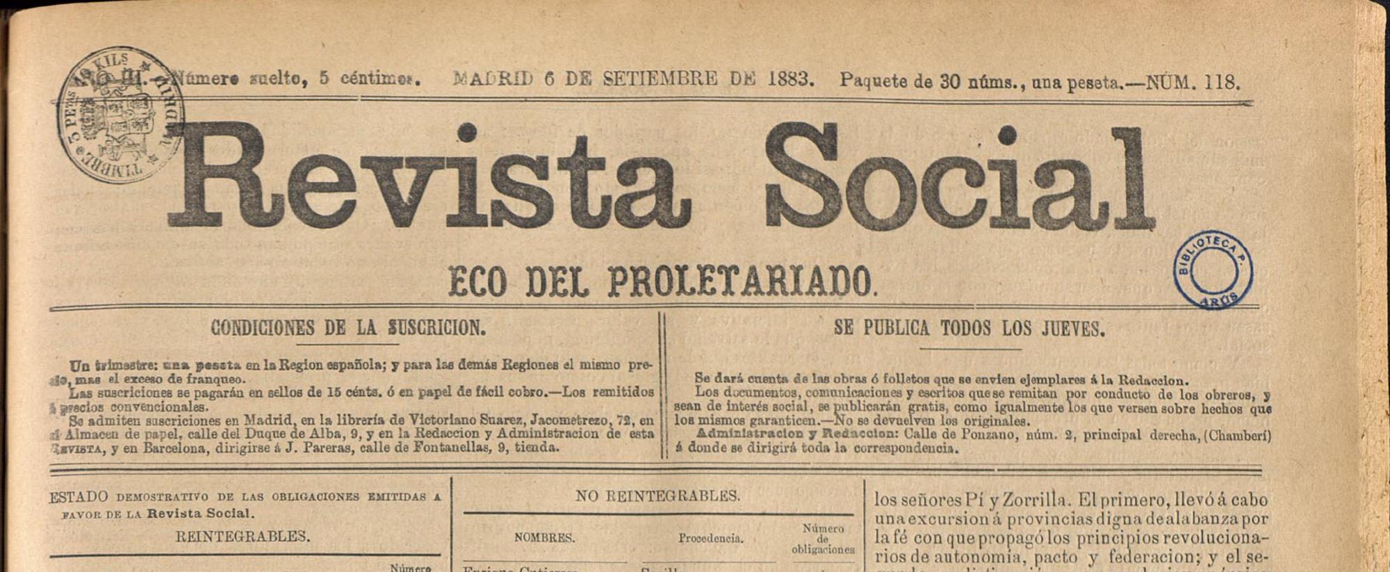 La Revista Social, 6-9-1883